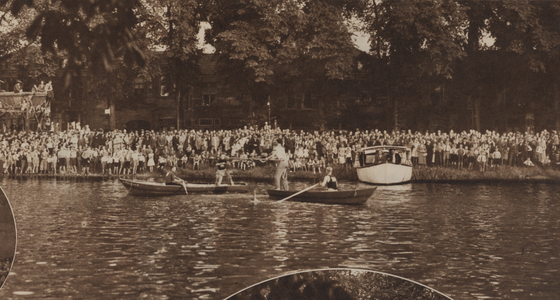 300476 Afbeelding van het watersteekspel in de Leidsche Rijn bij Utrecht, ter hoogte van het Theehuis Oog in Al, ...